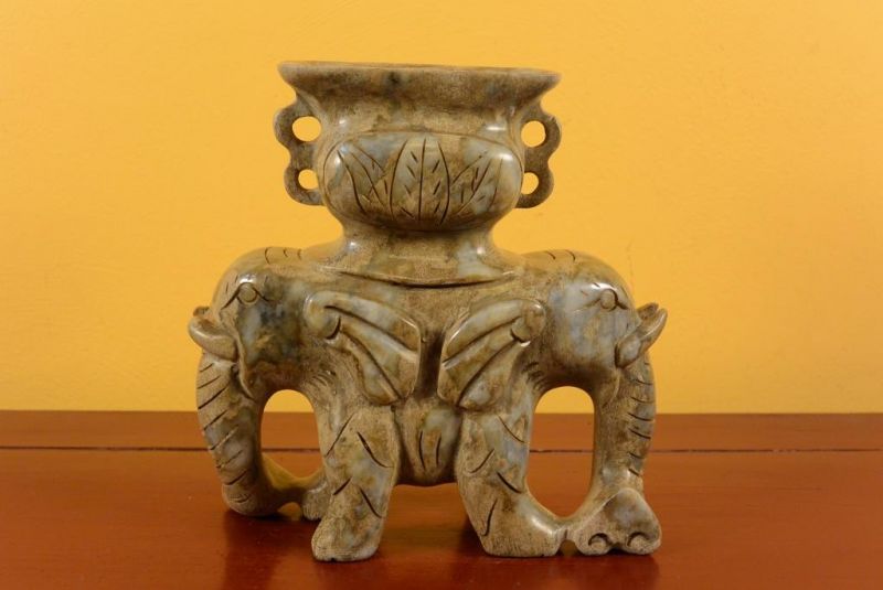 Estatua de jade - Doble elefante 1