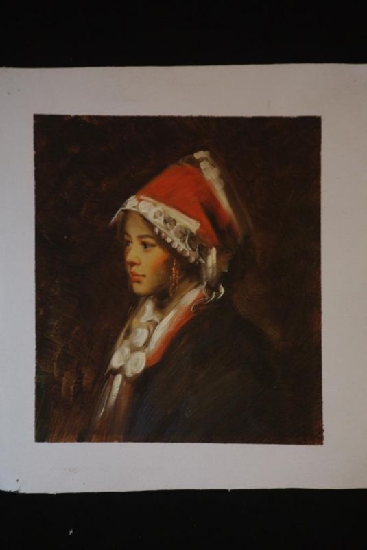 Pintura al óleo china - retrato de la mujer de la minoría Miao - 7 1