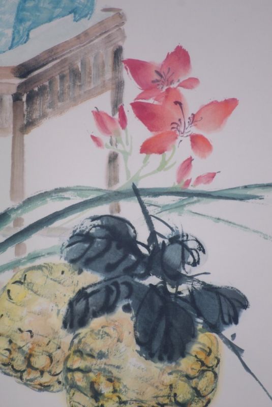 Pintura china Acuarela sobre Seda Bonsai 5