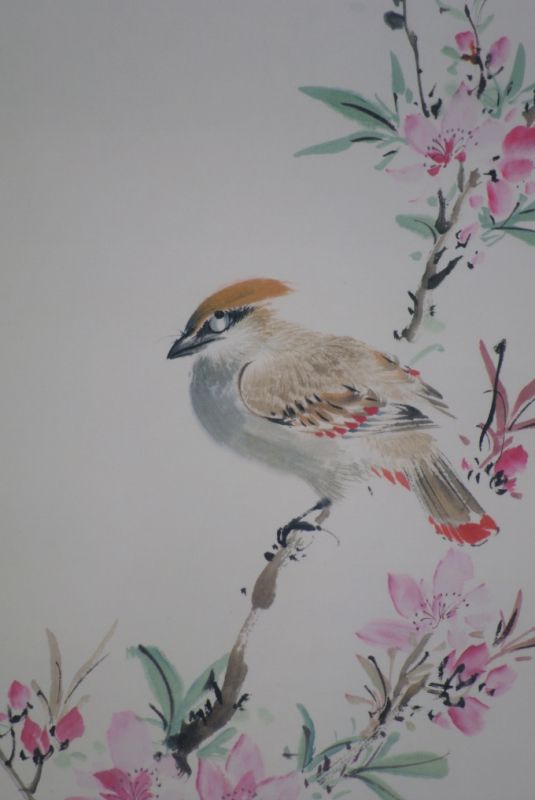 Pintura china Acuarela sobre Seda Pájaro 4