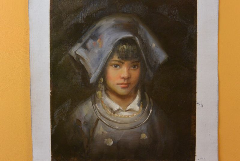 Pintura China al olió Mujer Miao 2 1