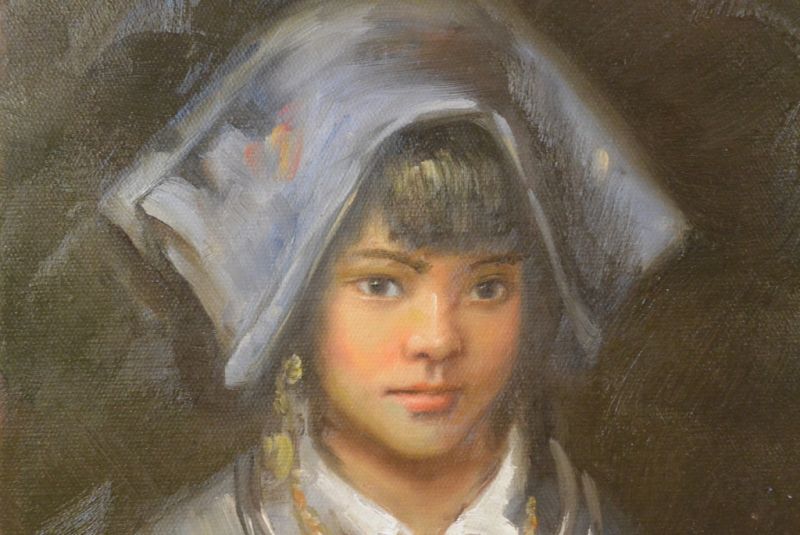Pintura China al olió Mujer Miao 2 3