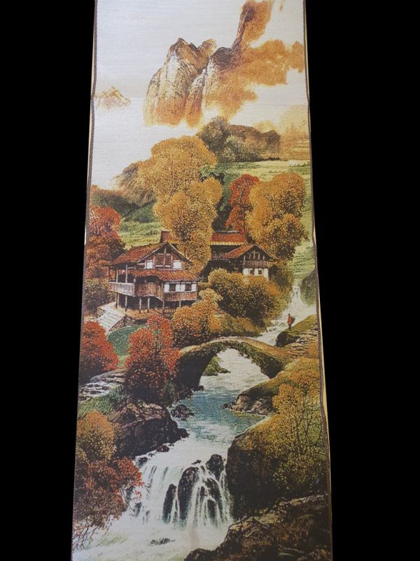 Pintura china - Bordado en seda - Paisaje - El pueblo en el agua 1