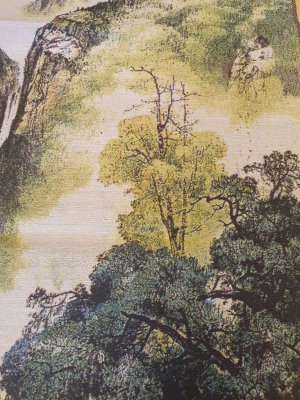 Pintura china - Bordado en seda - Paisaje - La montaña con cascadas 3