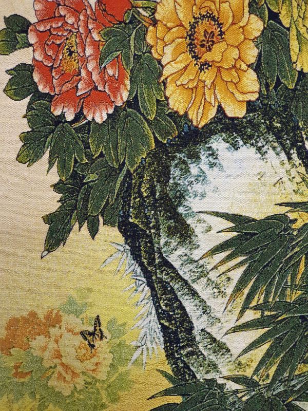 Pintura china - Bordado en seda - Paisaje - Mariposas y flores 2