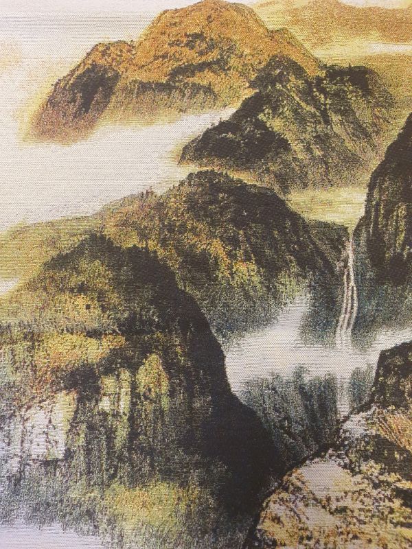 Pintura china - Bordado en seda - Paisaje - Pueblo en la montaña 3