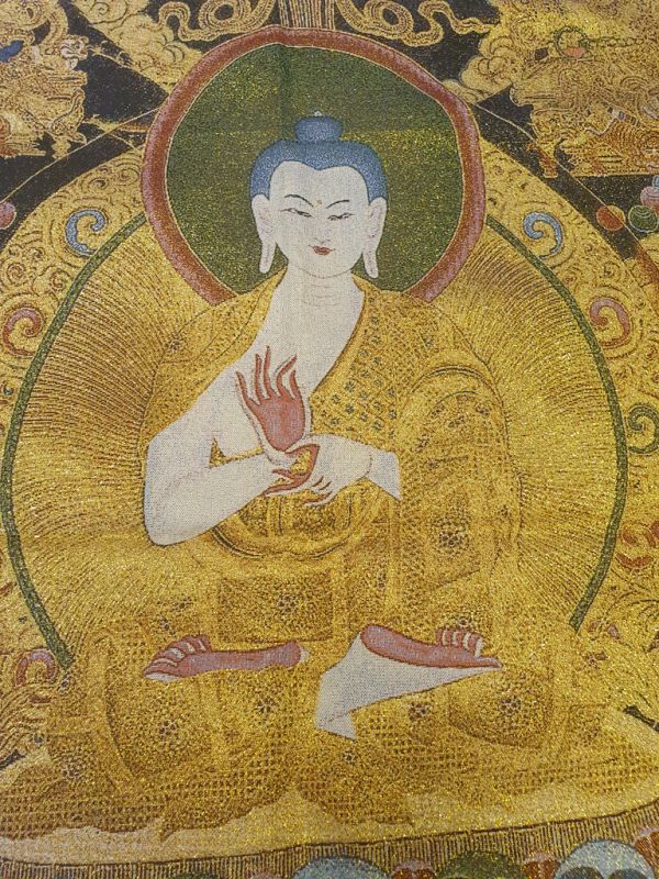 Pintura china - Bordado en seda - Thangka - Buda blanco y dorado 2