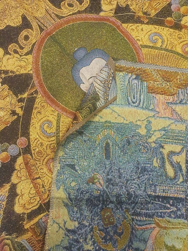 Pintura china - Bordado en seda - Thangka - Buda blanco y dorado 5