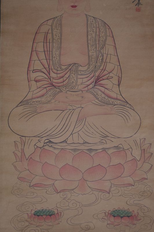 Pintura China Kakemono Buda - Meditación - Posición de loto 4