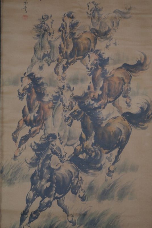 Pintura China Kakemono Caballos 2
