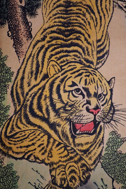 Pintura China Kakemono Tigre 3 5