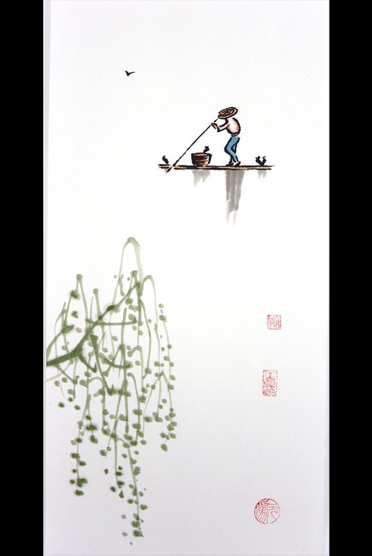 Pintura china moderna - Acuarela en papel de arroz - El mangle 2 1