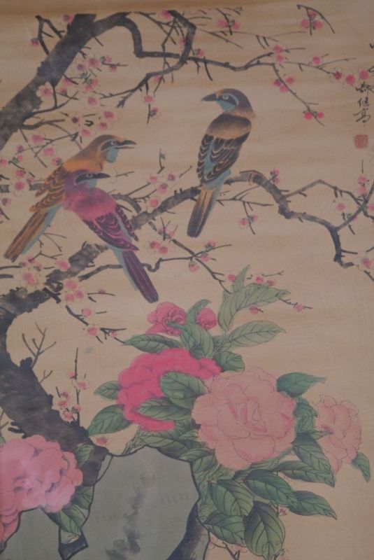 Pintura China Pájaros en Cerezas 2