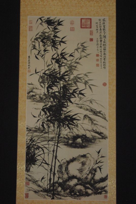 Pintura China sobre seda Bambú Paisaje 5