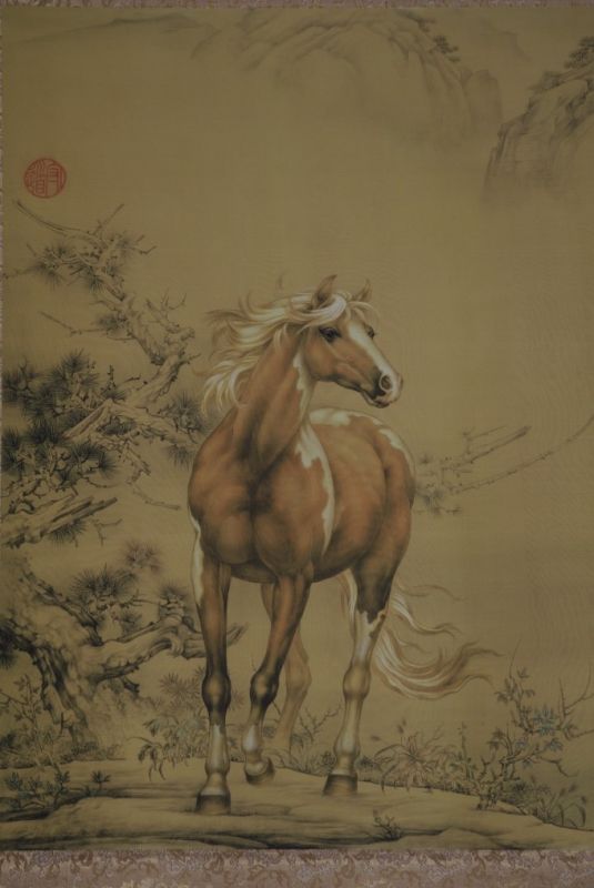 Pintura China sobre seda Caballo 2 2