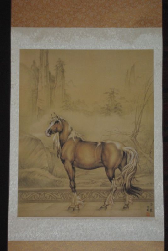 Pintura China sobre seda Caballo 1