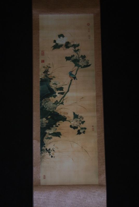 Pintura China sobre seda Flores y pájaros Invierno 1