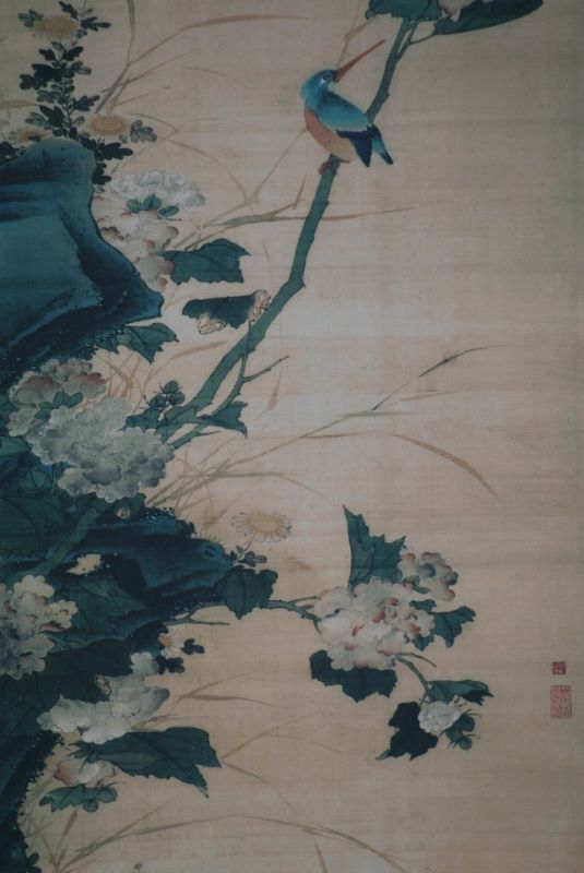 Pintura China sobre seda Flores y pájaros Invierno 2
