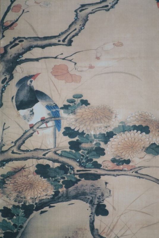 Pintura China sobre seda Flores y pájaros Otoño 5