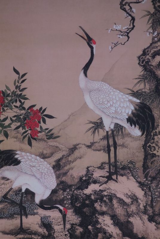 Pintura China sobre seda Grus grus Bian Jingzhao 2