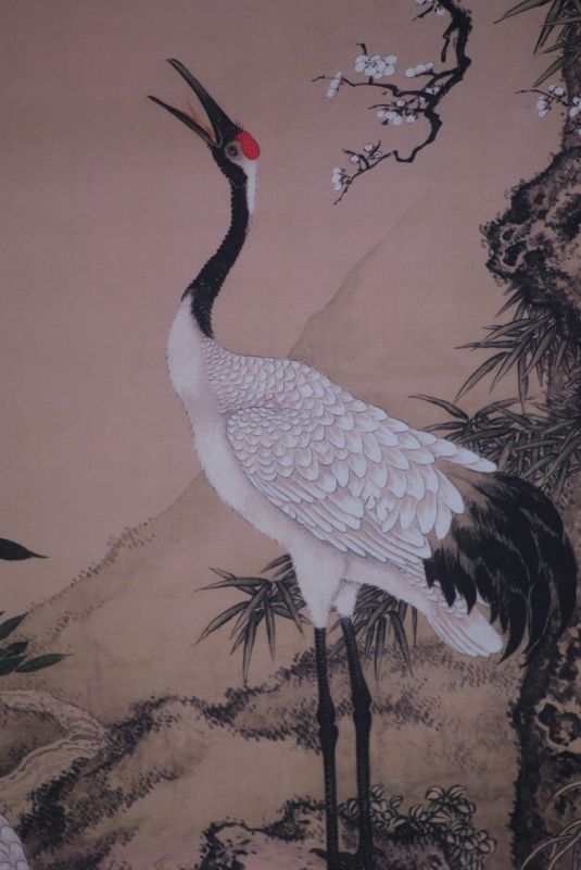 Pintura China sobre seda Grus grus Bian Jingzhao 3