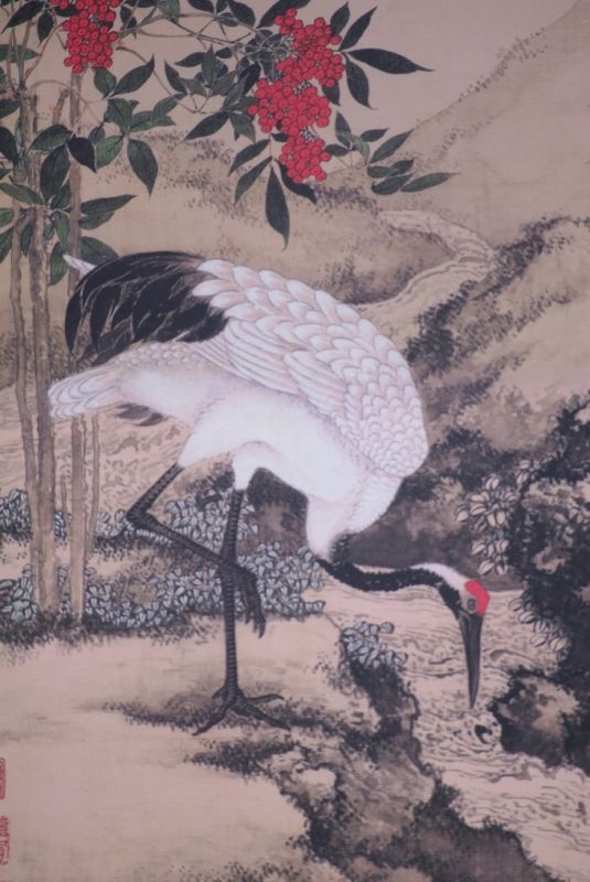Pintura China sobre seda Grus grus Bian Jingzhao 5