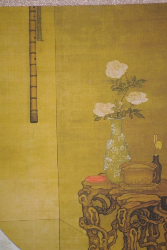 Pintura China sobre seda Mujer dinastía Qing Leng Mei 4