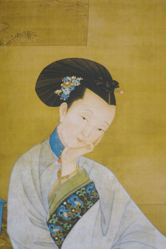 Pintura China sobre seda Mujer dinastía Qing Leng Mei 5