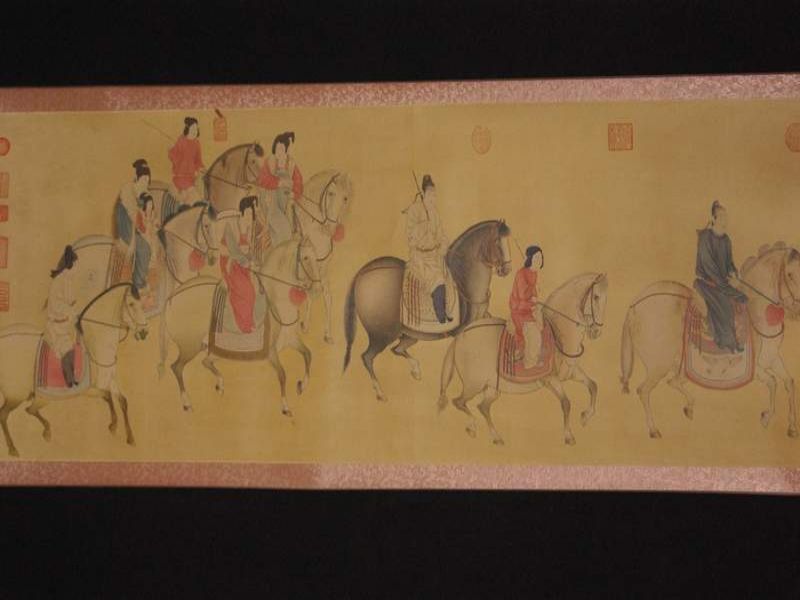 Pintura en pergamino escenas de vida en China 1