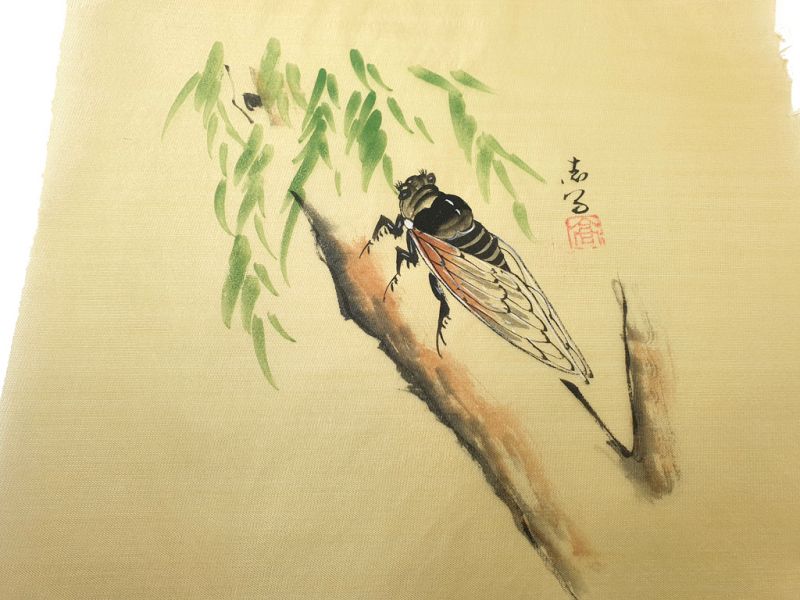 Pinturas Chinasen seda para enmarcar - El insecto en el arbol 2