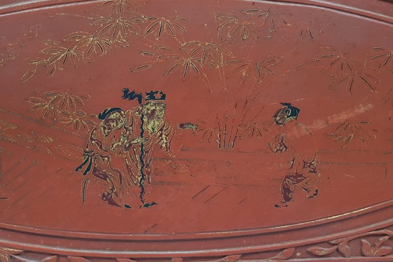 Placa de Madera China pintura El jardín del emperador 2 2