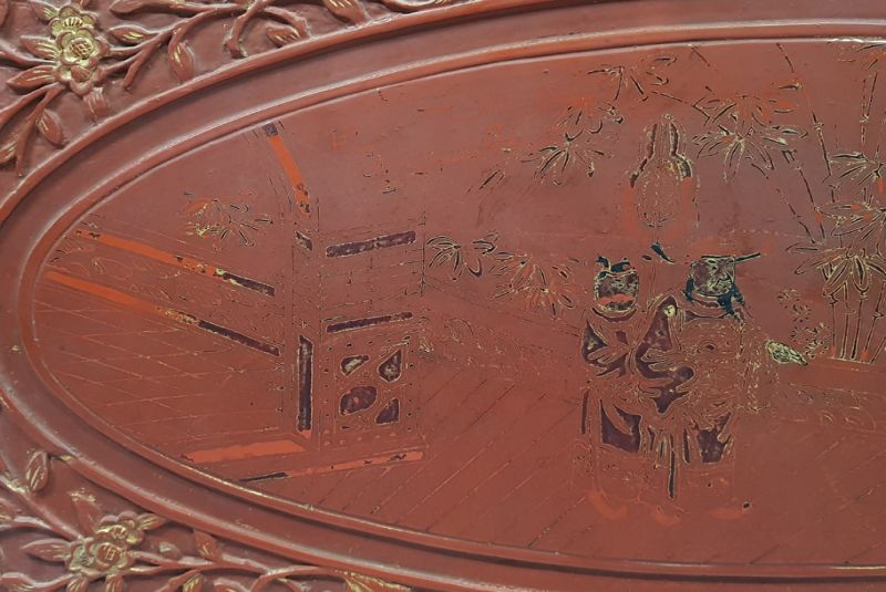 Placa de Madera China pintura El jardín del emperador. 3