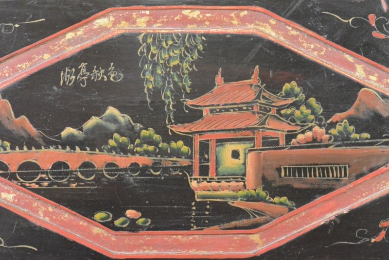 Placa de Madera China pintura Pagoda 2