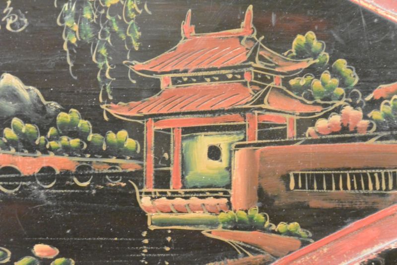 Placa de Madera China pintura Pagoda 5