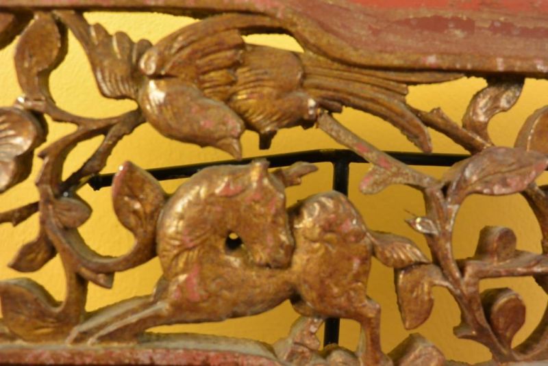 Placa de Madera Dinastia Qing Marrón y Oro 1 4