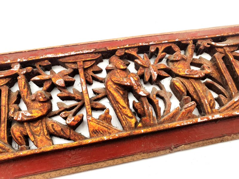 Placa de Madera Dinastia Qing Rojo 12 2