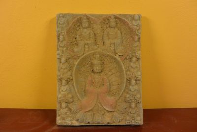 Plaque chinoise en Terre Cuite 3 Bouddha