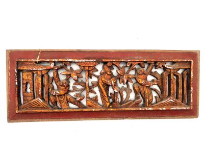 Plaque en Bois Dynastie Qing Rouge 12