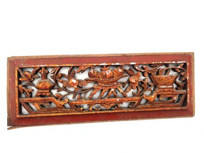 Plaque en Bois Dynastie Qing Rouge 13