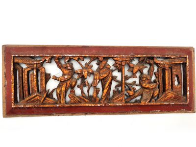 Plaque en Bois Dynastie Qing Rouge 15