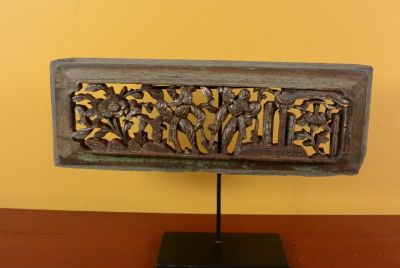 Plaque en Bois - Dynastie Qing - Verte et Or 6 Plaque en Bois - Dynastie Qing - Verte et Or 6