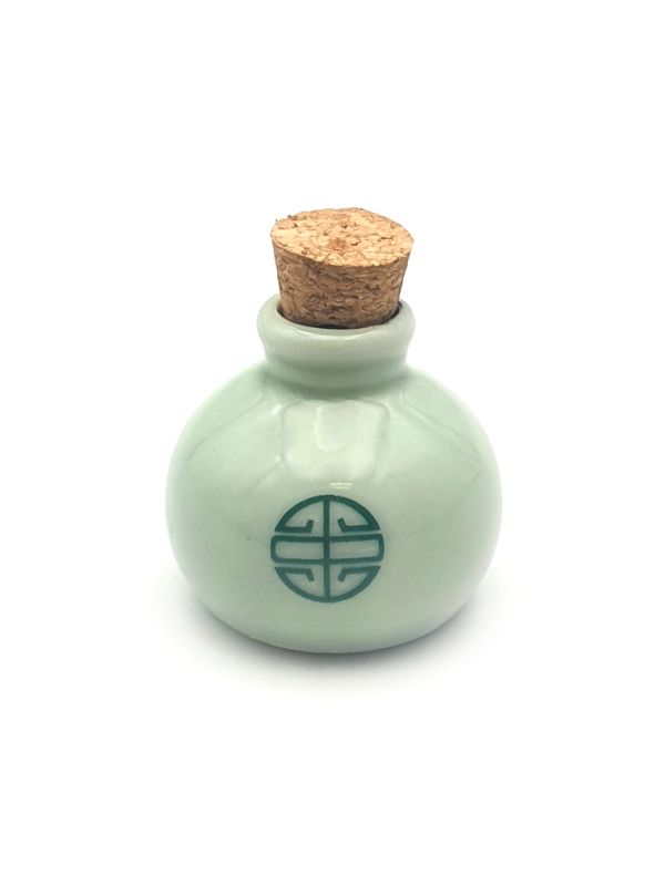 Porcelain bottle - Chinese Liquid Ink - 10ml - Celadon green pot - Superior quality ink 1