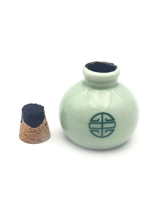 Porcelain bottle - Chinese Liquid Ink - 10ml - Celadon green pot - Superior quality ink 2