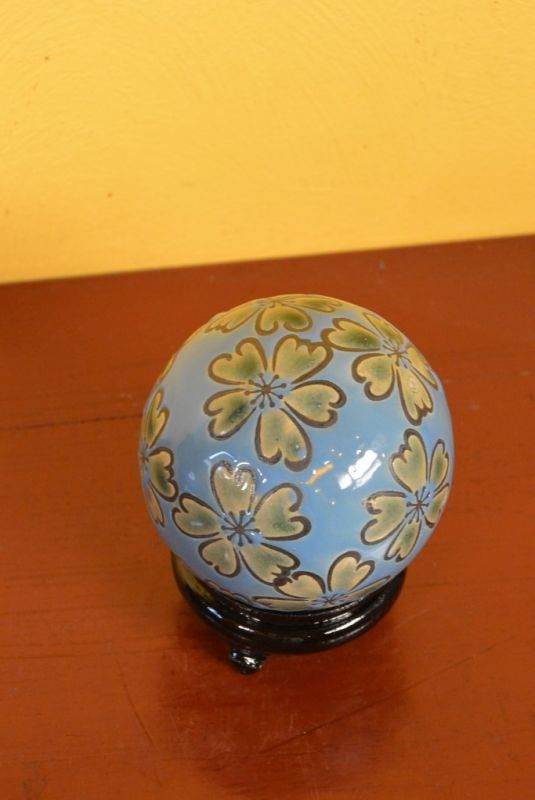 Porcelain Chinese Ball with Stand Blue 5