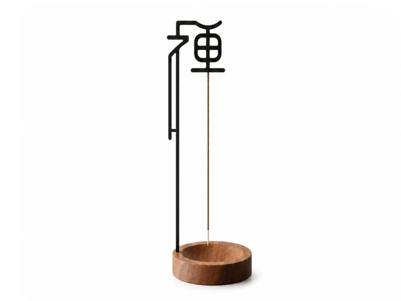 Porte-encens Suspendu en Bois et Métal - Modèle Zen - 26 cm