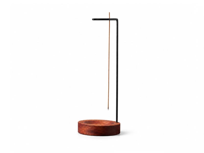 Porte-encens Suspendu en Bois et Métal - Support pour Bâtons d'Encens - 26 cm
