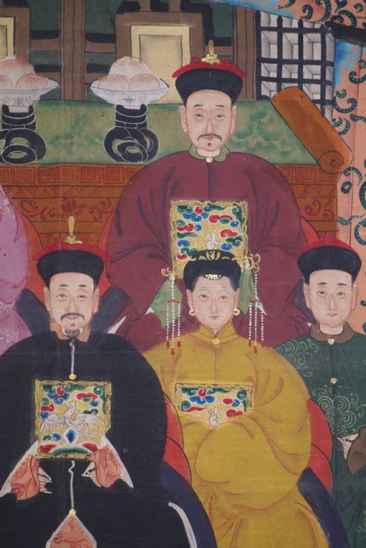 Portrait d'ancêtres chinois famille dignitaires 7 personnes 3