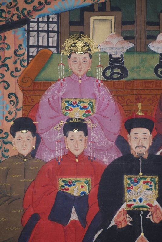 Portrait d'ancêtres chinois famille dignitaires 7 personnes 4