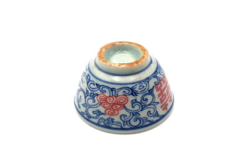 Porzellan Schälchen oder Trinkglas Chinesisches Schriftzeichen des Glücks - Rot 3