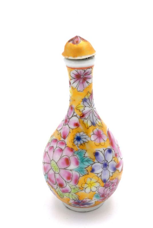 Porzellan Schnupftabakflasche Bunte Blumen 3 2